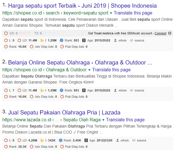 sepatu olahraga ( Online marketplace )