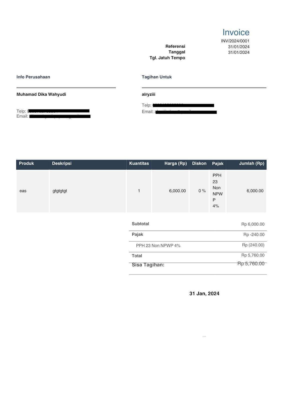 contoh invoice
